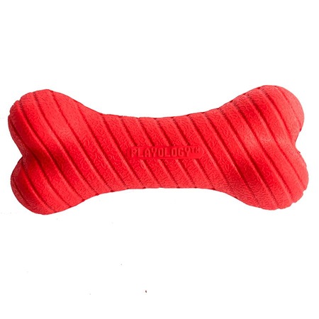 Playology Dual Layer Bone игрушка для собак средних пород, двухслойная жевательная косточка, с ароматом говядины, средняя, красная фото 1