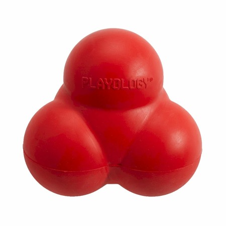 Playology Squeaky Bounce Ball игрушка для собак средних и крупных пород, жевательный тройной мяч с пищалкой, с ароматом говядины, красный фото 1