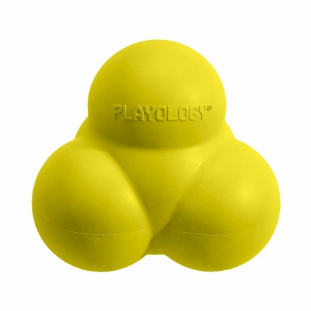 Playology Squeaky Bounce Ball игрушка для собак средних и крупных пород, жевательный тройной мяч с пищалкой, с ароматом курицы, желтый фото 1