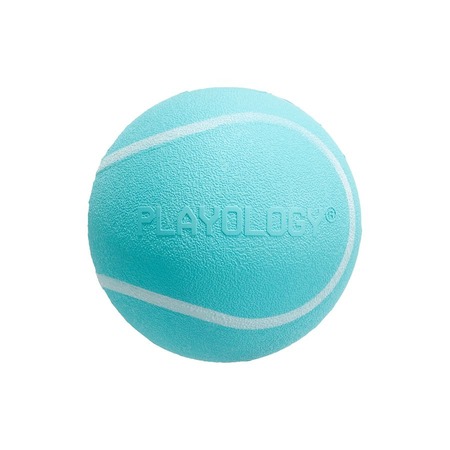 Playology Squeaky Chew Ball игрушка для собак мелких и средних пород, жевательный мяч с пищалкой, с ароматом арахиса, голубой - 6 см фото 1