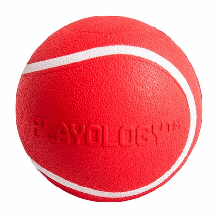 Playology Squeaky Chew Ball игрушка для собак средних и крупных пород, жевательный мяч с пищалкой, с ароматом говядины, красный - 8 см фото 1