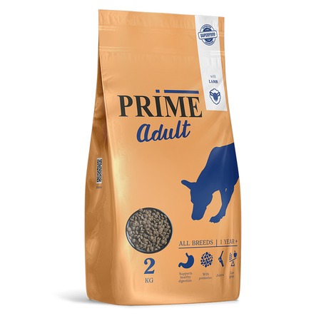 Prime Adult сухой корм для взрослых собак всех пород с 12 месяцев, с ягненком - 2 кг фото 1
