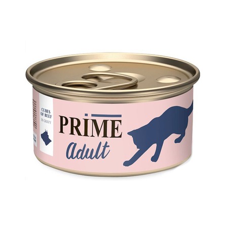 Prime Adult влажный корм для кошек, с говядиной, кусочки в соусе, в консервах - 75 г фото 1