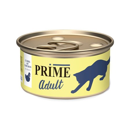 Prime влажный корм для взрослых кошек Курица кусочки в соусе, в консервах - 75 г х 24 шт фото 1