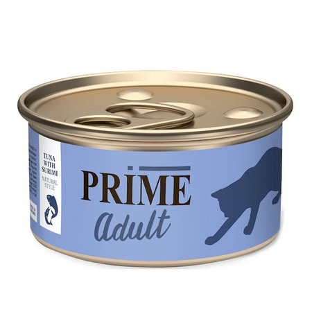 Prime Adult влажный корм для кошек, с тунцом и сурими, кусочки в собственном соку, в консервах - 75 г фото 1