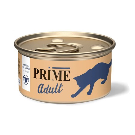 Prime влажный корм для взрослых кошек Ягненок кусочки в соусе, в консервах - 75 г х 24 шт фото 1