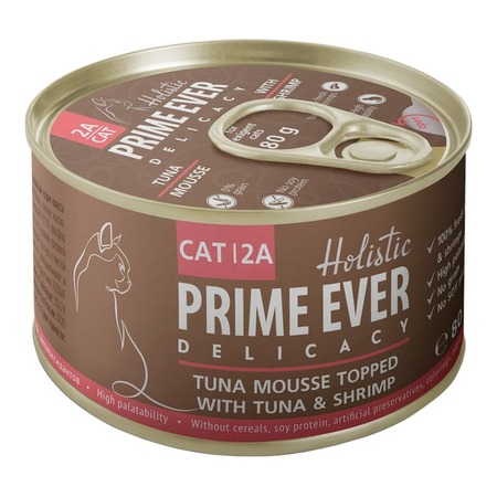 Prime Ever Delicacy влажный корм для кошек, мусс с тунцом и креветками, в консервах - 80 г фото 1