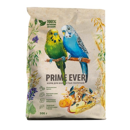 Prime Ever сухой корм для волнистых попугаев, для поддержания оптимального веса - 500 г фото 1