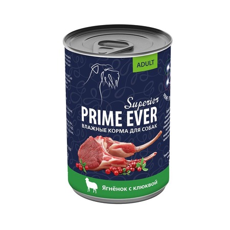 Prime Ever Superio для собак, с ягненком и клюквой, в консервах - 400 г фото 1