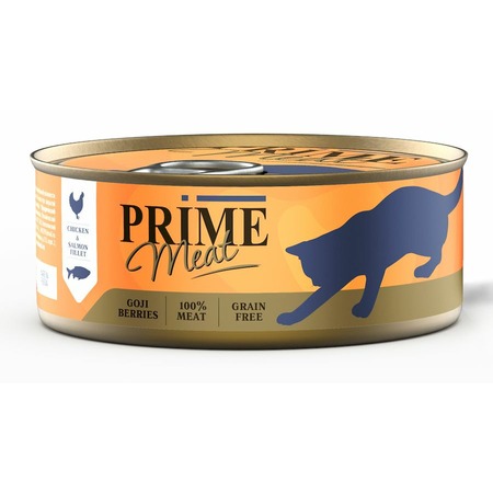 Prime Meat влажный корм для взрослых кошек филе курицы с лососем, в желе, в консервах - 100 г х 12 шт фото 1
