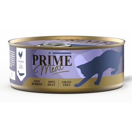 Prime Meat влажный корм для взрослых кошек филе курицы с тунцом, в желе, в консервах - 100 г х 12 шт фото 1
