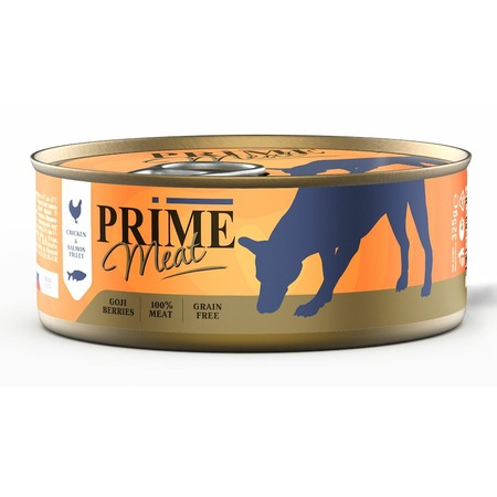Prime Meat влажный корм для взрослых собак филе курицы с лососем, в желе, в консервах - 325 г х 4 шт фото 1