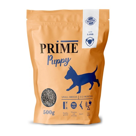 Prime Puppy Small сухой корм, для щенков мелких пород с 2 до 12 месяцев, низкозерновой, с ягненком - 500 г фото 1