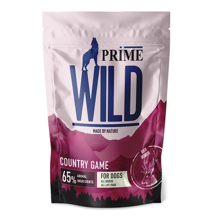 Prime Wild GF Country Game полнорационный сухой корм для щенков и собак, беззерновой, с уткой и олениной - 500 г фото 1