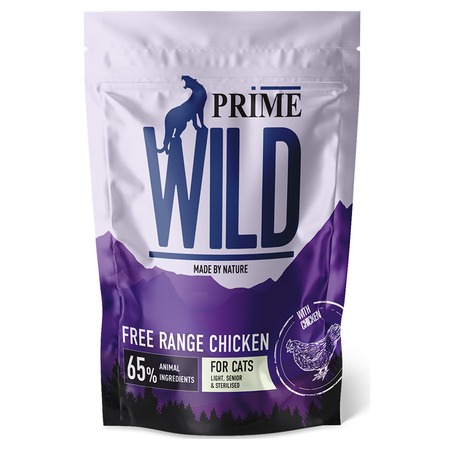 Prime Wild GF Free Range полнорационный сухой корм для стерилизованных котят и кошек, контроль веса, беззерновой, с курицей - 500 г фото 1