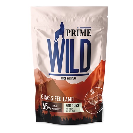 Prime Wild GF Grass Fed полнорационный сухой корм для щенков и собак, беззерновой, с ягненком - 500 г фото 1