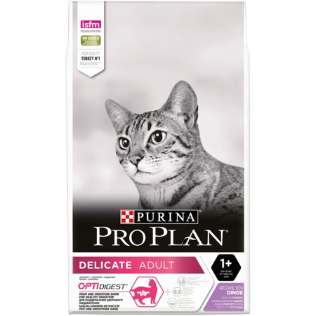 Pro Plan Delicate сухой корм для кошек с чувствительным пищеварением, с высоким содержанием индейки фото 1