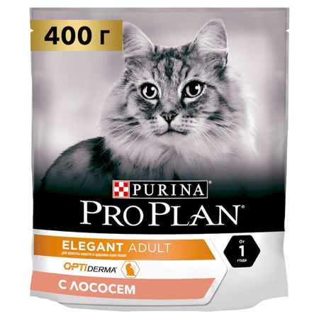 Pro Plan Elegant сухой корм для кошек здоровья шерсти и кожи, с высоким содержанием лосося - 400 г фото 1