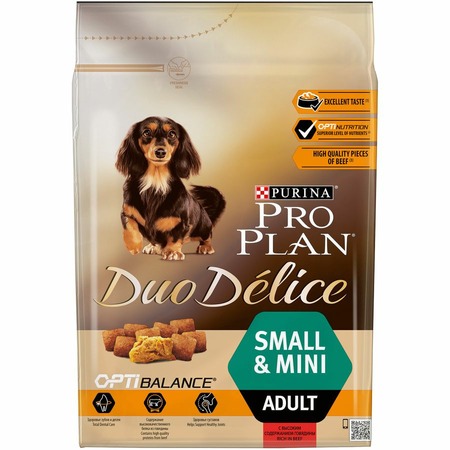 Pro Plan Duo Delice сухой корм для собак мелких и миниатюрных пород, с высоким содержанием говядины - 2,5 кг фото 1