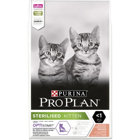 Pro Plan Sterilised сухой корм для стерилизованных котят, с высоким содержанием лосося - 10 кг фото 1