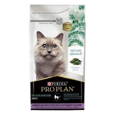 Pro Plan Nature Elements сухой корм для кошек, чувствительном пищеварении, для здоровья кожи и шерсти, с индейкой - 1,4 кг фото 1