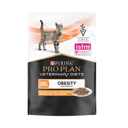 Pro Plan Veterinary Diets OM ST/OX Obesity Management влажный корм для кошек, при ожирении, с курицей, в паучах - 85 г фото 1