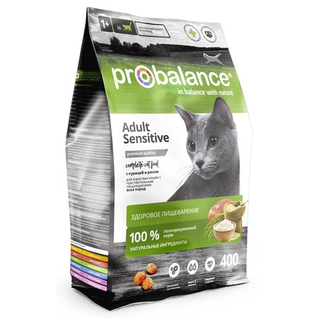 ProBalance Sensitive полнорационный сухой корм для кошек с чувствительным пищеварением, с курицей и рисом - 400 г фото 1