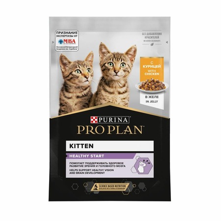 Pro Plan Kitten влажный корм для котят, с курицей, кусочки в желе, в паучах - 85 г фото 1