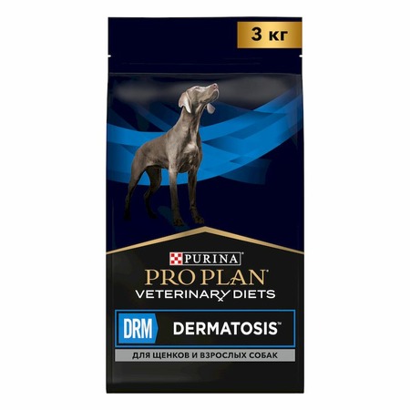 Pro Plan Veterinary Diets DRM Dermatosis сухой корм для щенков и взрослых собак, при дерматозах и выпадении шерсти - 3 кг фото 1