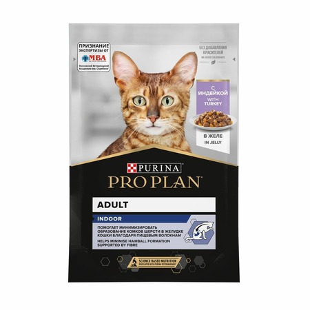 Pro Plan Housecat влажный корм для домашних кошек, с индейкой, кусочки в желе, в паучах - 85 г фото 1