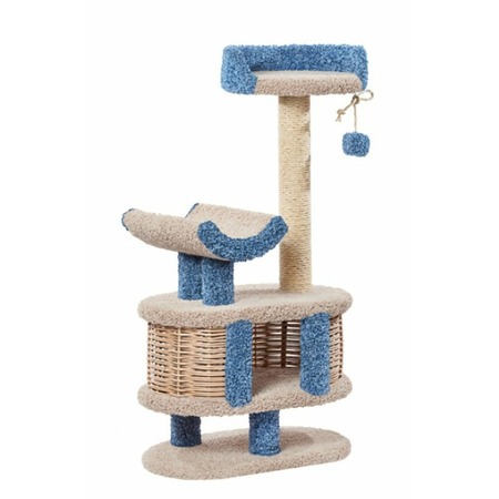 Домик Йорик Пушок для кошек, цвет молочный с голубым фото 1