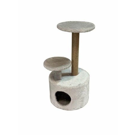 Круглый со ступенькой домик Пушок для кошек серого цвета фото 1