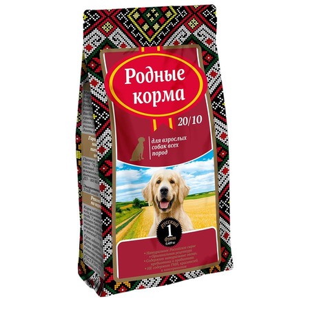 Родные Корма 20/10 сухой корм для взрослых собак - 1 русский фунт (409 г) фото 1