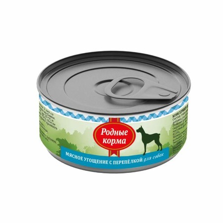Родные корма Мясное угощение влажный корм для собак, фарш из перепелки, в консервах - 100 г фото 1