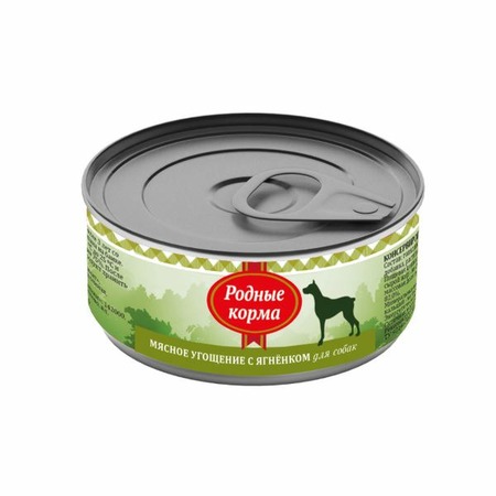 Родные корма Мясное угощение влажный корм для собак, фарш из ягненка, в консервах - 100 г фото 1