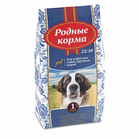 Родные корма сухой корм для взрослых собак крупных пород - 5 русских фунтов (16,38 кг) фото 1