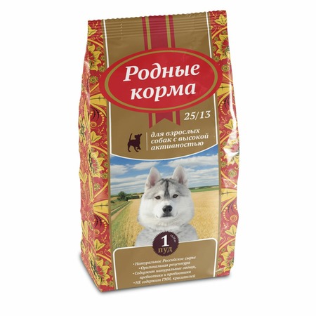 Родные корма сухой корм для взрослых собак с высокой активностью - 5 русских фунтов (16,38 кг) фото 1