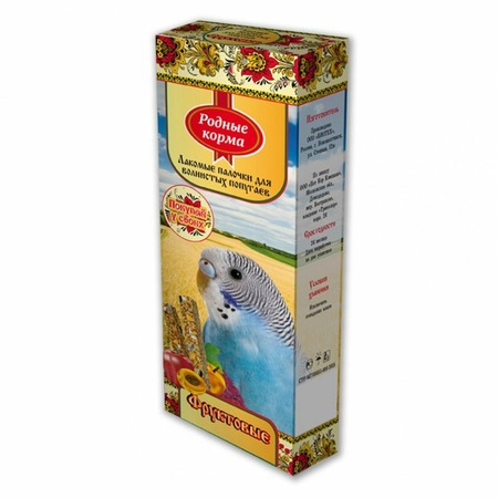 Родные корма лакомство для попугаев, зерновая палочка с фруктами - 45 г, 2 шт фото 1