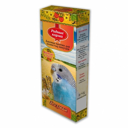 Родные корма лакомство для попугаев, зерновая палочка с медом - 45 г, 2 шт фото 1