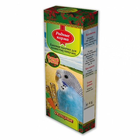 Родные корма лакомство для попугаев, зерновая палочка с овощами - 45 г, 2 шт фото 1