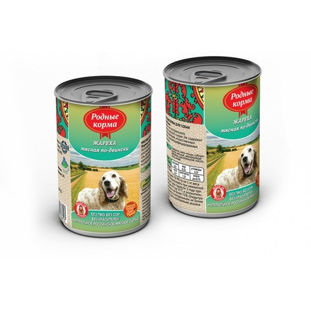 Родные корма влажный корм для собак, фарш из жарехи мясной по-двински, в консервах - 410 г фото 1