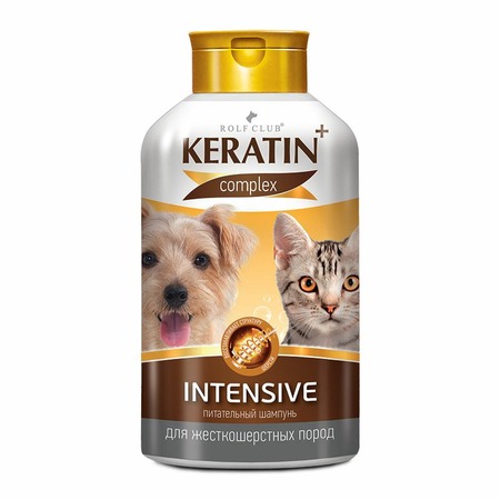 Шампунь RolfClub Keratin+ Intensive для жесткошерстных кошек и собак - 400 мл фото 1