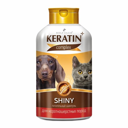 Шампунь RolfClub Keratin+ Shiny для короткошерстных кошек и собак - 400 мл фото 1