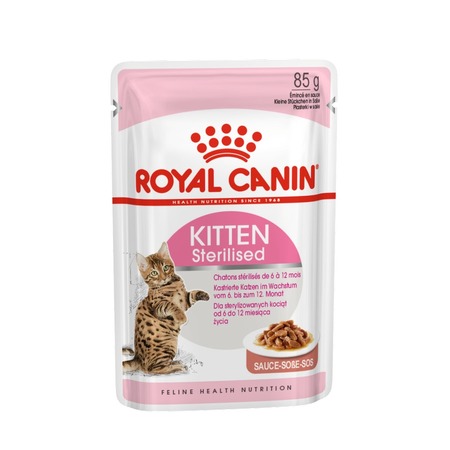 Royal Canin Kitten Sterilised полнорационный влажный корм для стерилизованных котят, кусочки в соусе, в паучах - 85 г фото 1