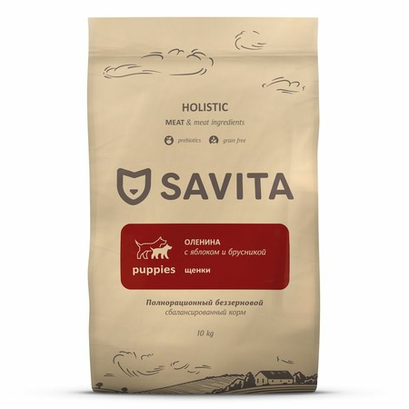 Savita сухой беззерновой корм для щенков с олениной - 10 кг фото 1