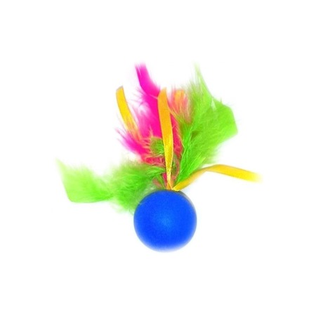 Semi игрушка для кошек "Раскрась меня", шар с перьями, звенящая - 4 см фото 1