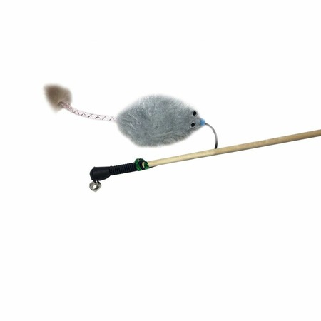 Semi игрушка-махалка для кошек мышь с трубочкой и норкой на веревке, серая фото 1