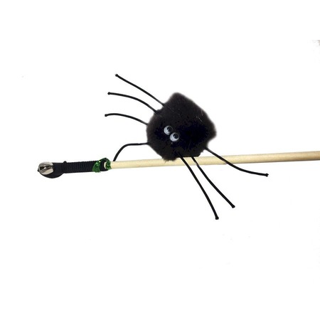 Semi игрушка-махалка для кошек, паук 2 на веревке, звенящая, из натуральной норки, черная фото 1
