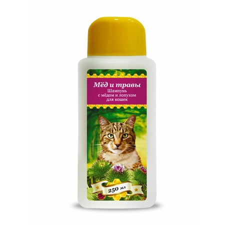 Шампунь Пчелодар для кошек с мёдом и лопухом - 250 мл фото 1
