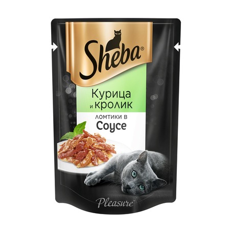 Sheba Pleasure полнорационный влажный корм для кошек, с курицей и кроликом, ломтики в соусе, в паучах - 85 г фото 1